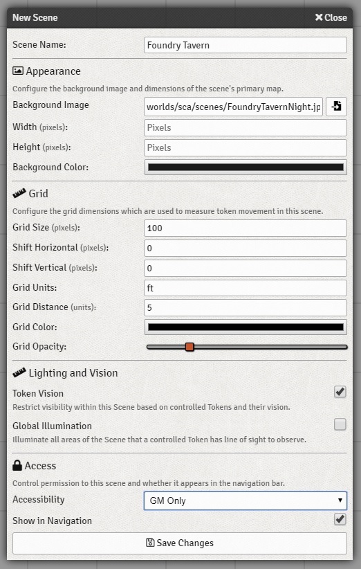 Scene Configuration Sheet