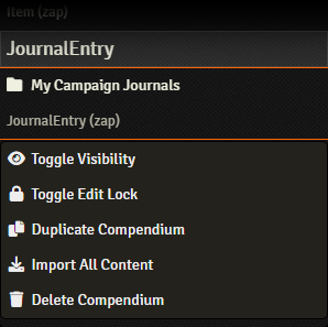 Compendium Pack Context Menu