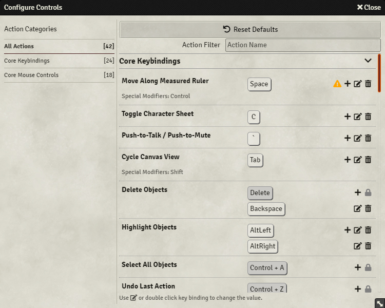 Keybind Configuration Panel