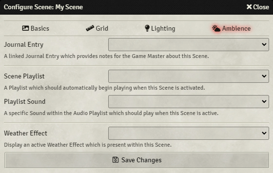 Scene Config - Ambience Tab