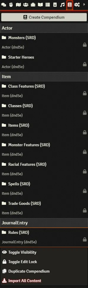 Compendium Tab Screenshot